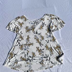 Floral Print Women's Top - White and Yellow
